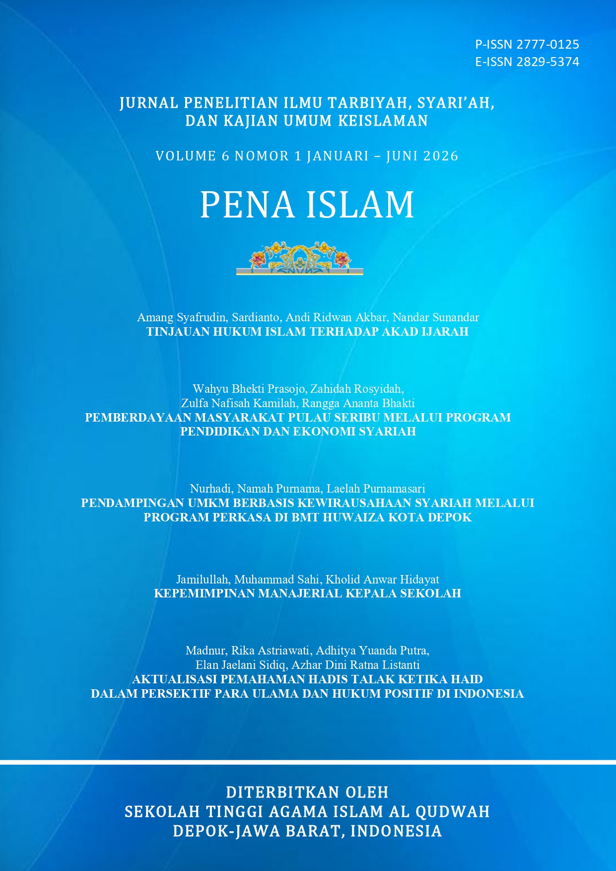					Lihat Vol 6 No 1 (2026): JURNAL PENA ISLAM VOLUME 6 NOMOR 1 JANUARI - JUNI 2026
				
